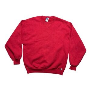 Vintage Russel Made In USA Red Blank Long Sleeve Pull Over Sweatshirt Men's L‎